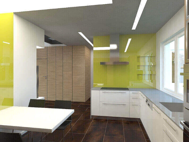 LED szalag világítás konyha. Álmennyezeti LED világítás konyhában. Kombinálva a feszített fólia LED világítás és a LED szalag világitás konyha mennyezetébe építve.